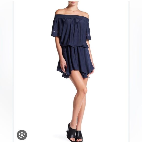 Ramy Brook Jessica Off the Shoulders Mini Dress in Navy Blue XS - Picture 6 of 16